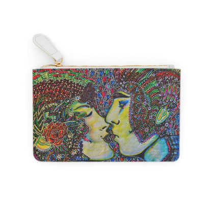 Abstract Surreal Romantic Kiss Mini Clutch Bag, Bridal Clutch Purse, Designer Party Clutch, Modern Evening Clutch, Wristlet Wallet for women, Evening Clutch Purse, gifts for her, gifts for bridesmaids, Bag, Bagging