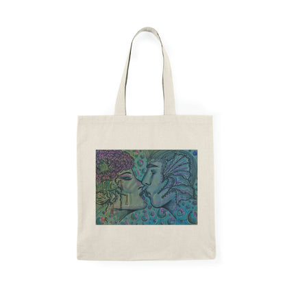 Abstract, Surreal Marine Romance Natural Tote Bag, Aesthetic Canvas Bag Shopping Bag, Birthday Gift Bag, Bridal Gift Tote Bag, Library Bag.