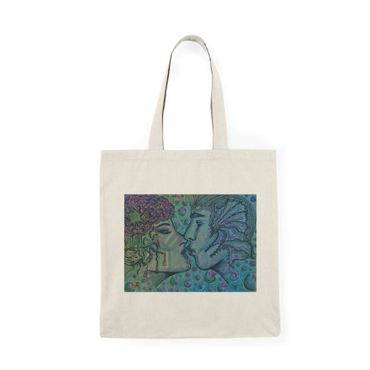 Abstract, Surreal Marine Romance Natural Tote Bag, Aesthetic Canvas Bag Shopping Bag, Birthday Gift Bag, Bridal Gift Tote Bag, Library Bag.