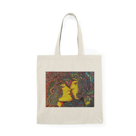 Abstract, Surreal, Romantic Kiss, Natural Tote Bag, Aesthetic Canvas Bag Shopping Bag, Birthday Gift Bag, Bridal Gift Tote Bag, Library Bag.