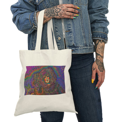 Abstract, Surreal Flower Spirit Natural Tote Bag, Aesthetic Canvas Bag Shopping Bag, Birthday Gift Bag, Bridal Gift Tote Bag, Library Bag.