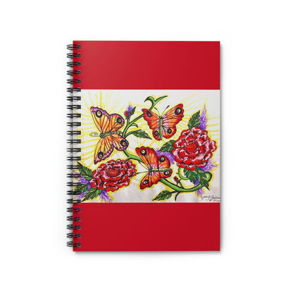 Abstract, Surreal Floral Butterfly Spiral Notebook - Ruled Line
