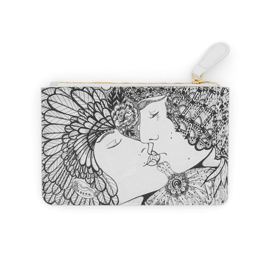 Abstract Surreal Romantic Kiss Mini Clutch Bag, Bridal Clutch Purse, Designer Party Clutch, Modern Evening Clutch, Wristlet Wallet for women, Evening Clutch Purse, gifts for her, gifts for bridesmaids, Bag, Bagging
