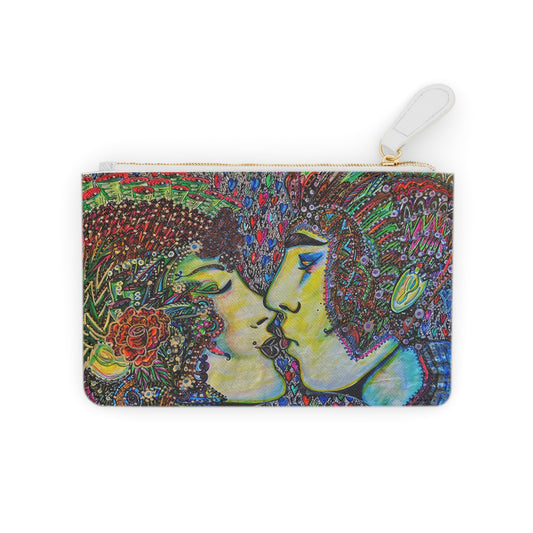 Abstract Surreal Romantic Kiss Mini Clutch Bag, Bridal Clutch Purse, Designer Party Clutch, Modern Evening Clutch, Wristlet Wallet for women, Evening Clutch Purse, gifts for her, gifts for bridesmaids, Bag, Bagging