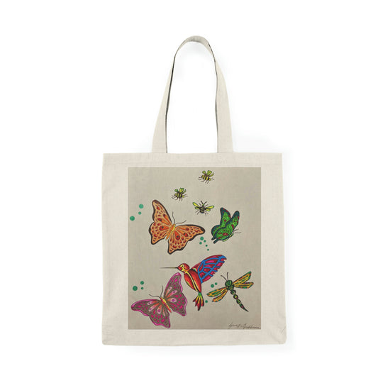 Abstract, Surreal Butter Fly and Humming Bird Natural Tote Bag, Aesthetic Canvas Bag Shopping Bag, Birthday Gift Bag, Bridal Gift Tote Bag, Library Bag.