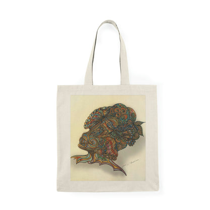 Abstract, Surreal Creature Natural Tote Bag, Aesthetic Canvas Bag Shopping Bag, Birthday Gift Bag, Bridal Gift Tote Bag, Library Bag.