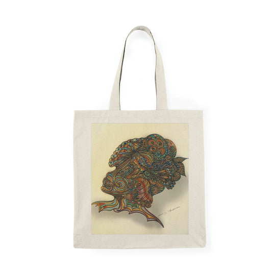 Abstract, Surreal Creature Natural Tote Bag, Aesthetic Canvas Bag Shopping Bag, Birthday Gift Bag, Bridal Gift Tote Bag, Library Bag.