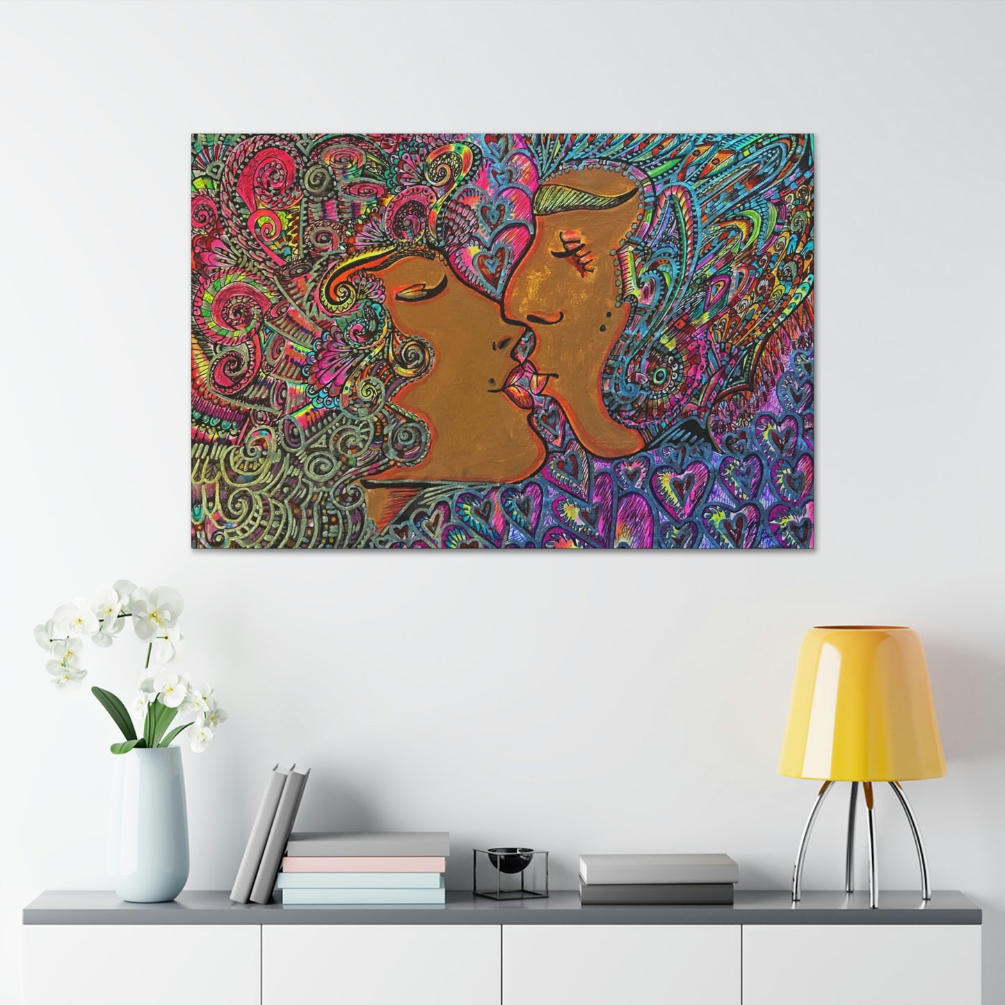Romantic Kiss Fashion, Abstract, Surreal, Friendship, Inspiration Wall Art