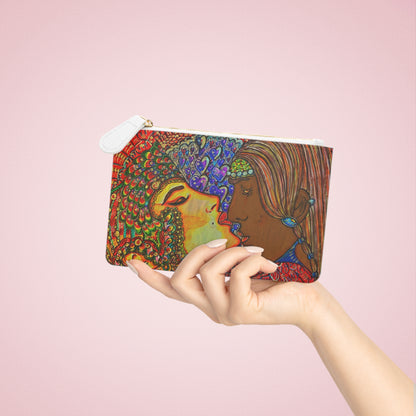 Abstract Surreal Romantic Kiss Mini Clutch Bag, Bridal Clutch Purse, Designer Party Clutch, Modern Evening Clutch, Wristlet Wallet for women, Evening Clutch Purse, gifts for her, gifts for bridesmaids, Bag, Bagging