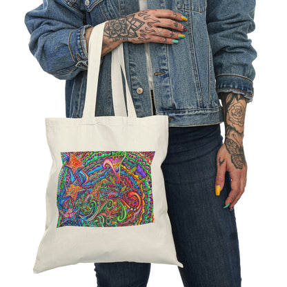 Abstract, Surreal Natural Tote Bag, Aesthetic Canvas Bag Shopping Bag, Birthday Gift Bag, Bridal Gift Tote Bag, Library Bag.