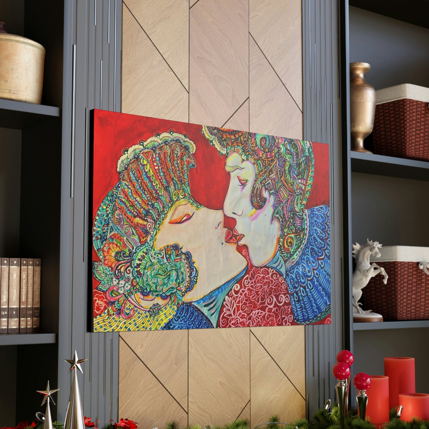 Romantic Kiss Fashion, Abstract, Surreal, Friendship, Inspiration Wall Art