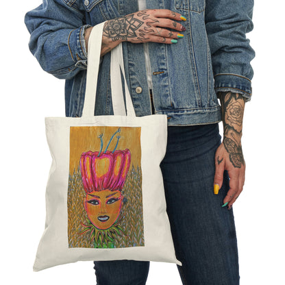 Abstract, Surreal Flower Fairy Natural Tote Bag, Aesthetic Canvas Bag Shopping Bag, Birthday Gift Bag, Bridal Gift Tote Bag, Library Bag.