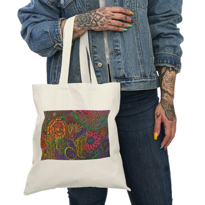 Abstract, Surreal Flower Natural Tote Bag, Aesthetic Canvas Bag Shopping Bag, Birthday Gift Bag, Bridal Gift Tote Bag, Library Bag.