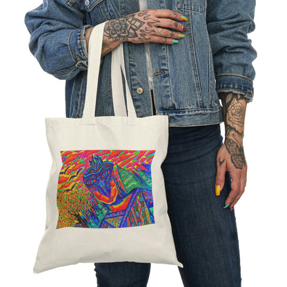 Abstract, Surreal Spirit Natural Tote Bag, Aesthetic Canvas Bag Shopping Bag, Birthday Gift Bag, Bridal Gift Tote Bag, Library Bag.