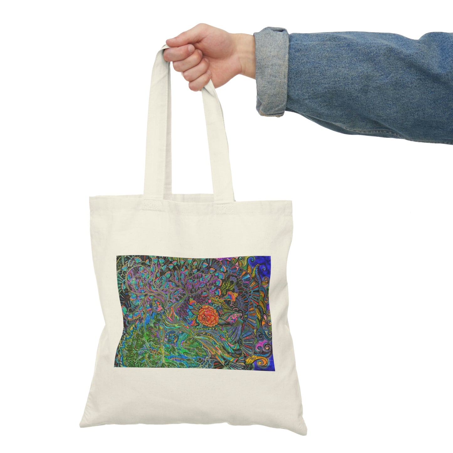Abstract, Surreal Spirit Natural Tote Bag, Aesthetic Canvas Bag Shopping Bag, Birthday Gift Bag, Bridal Gift Tote Bag, Library Bag.