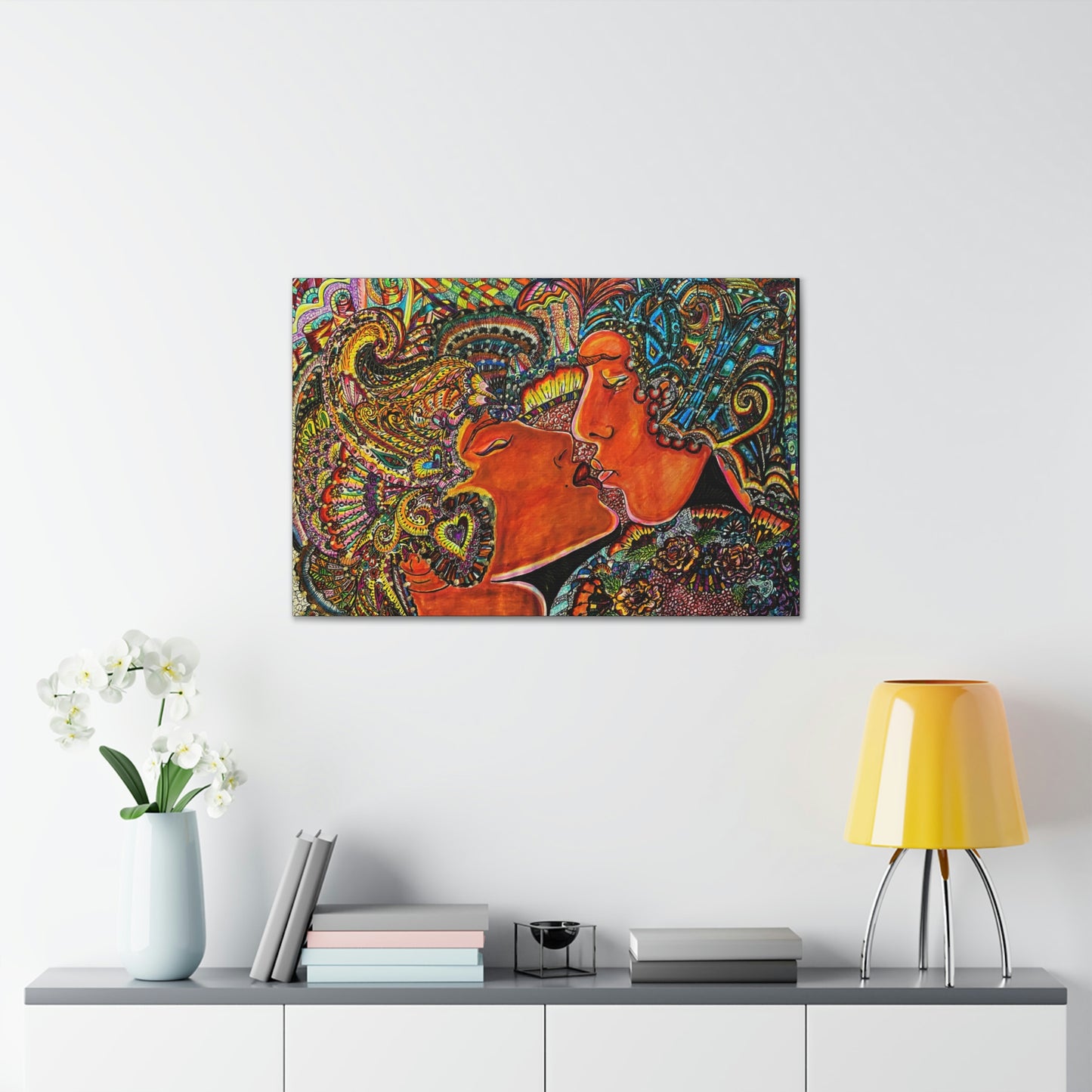 Romantic Kiss Fashion, Abstract, Surreal, Friendship, Inspiration Wall Art